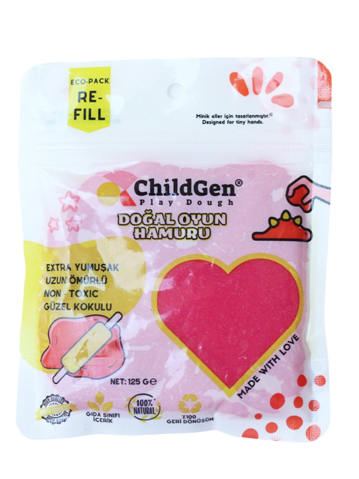 CHILDGEN DOĞAL OYUN HAMURU GLITTER PEMBE-125G