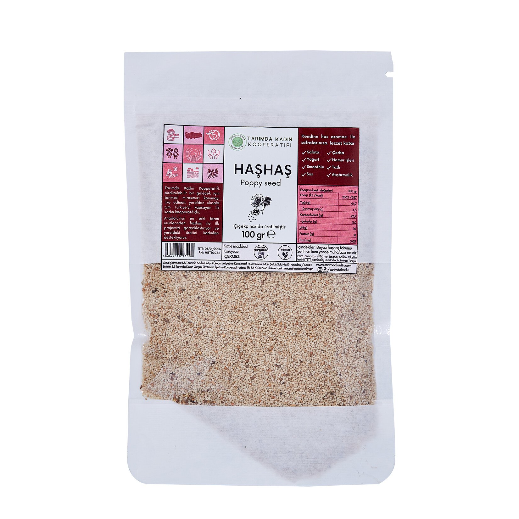 TARIMDA KADIN KOOPERATİFİ BEYAZ HAŞHAŞ TOHUMU 100G