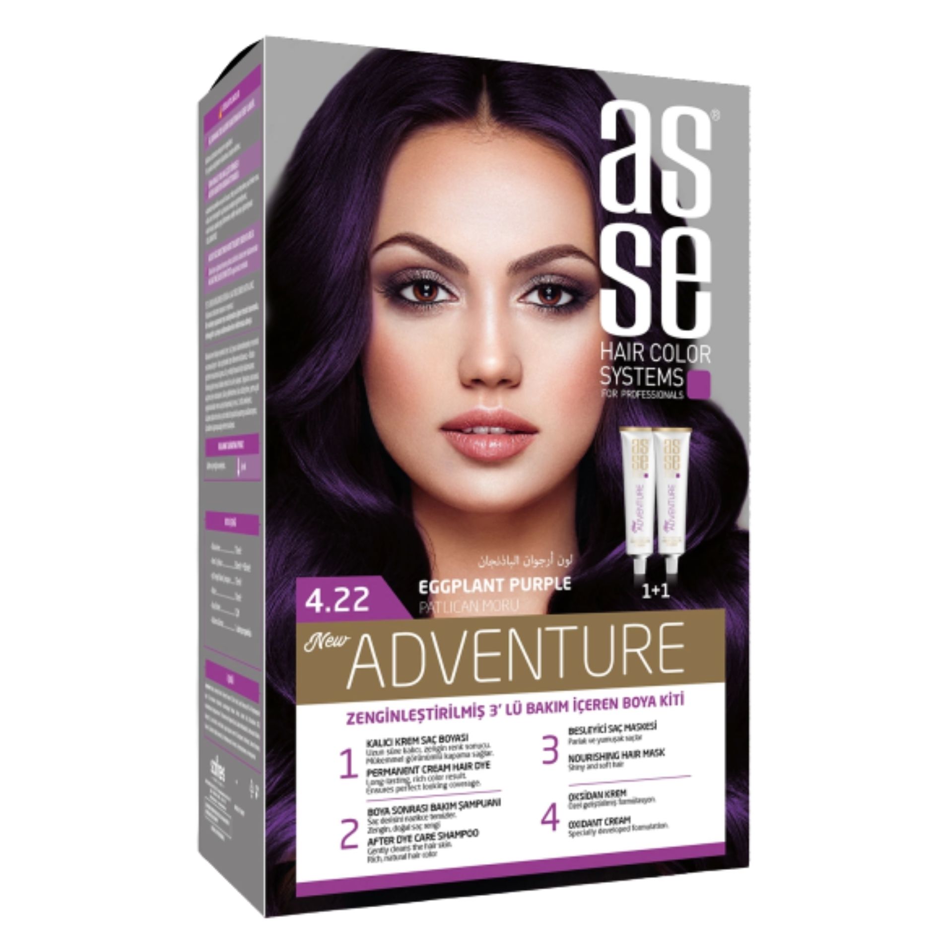 ASSE (4.22) SAÇ RENKLERİ SETİ PATLICAN MORU (50+50)ML