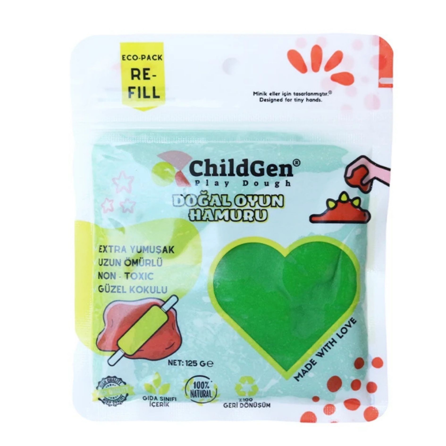 CHILDGEN DOĞAL OYUN HAMURU ECOPACK-YEŞİL-125G 