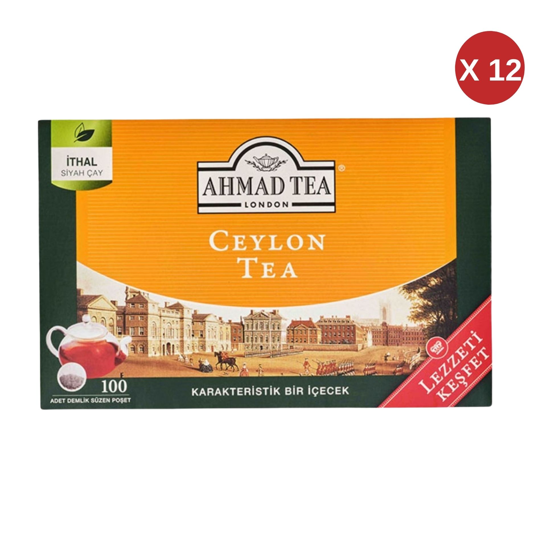 AHMAD TEA CEYLON 100X2 GR BARDAK POŞET ÇAY-1222 12 ADET