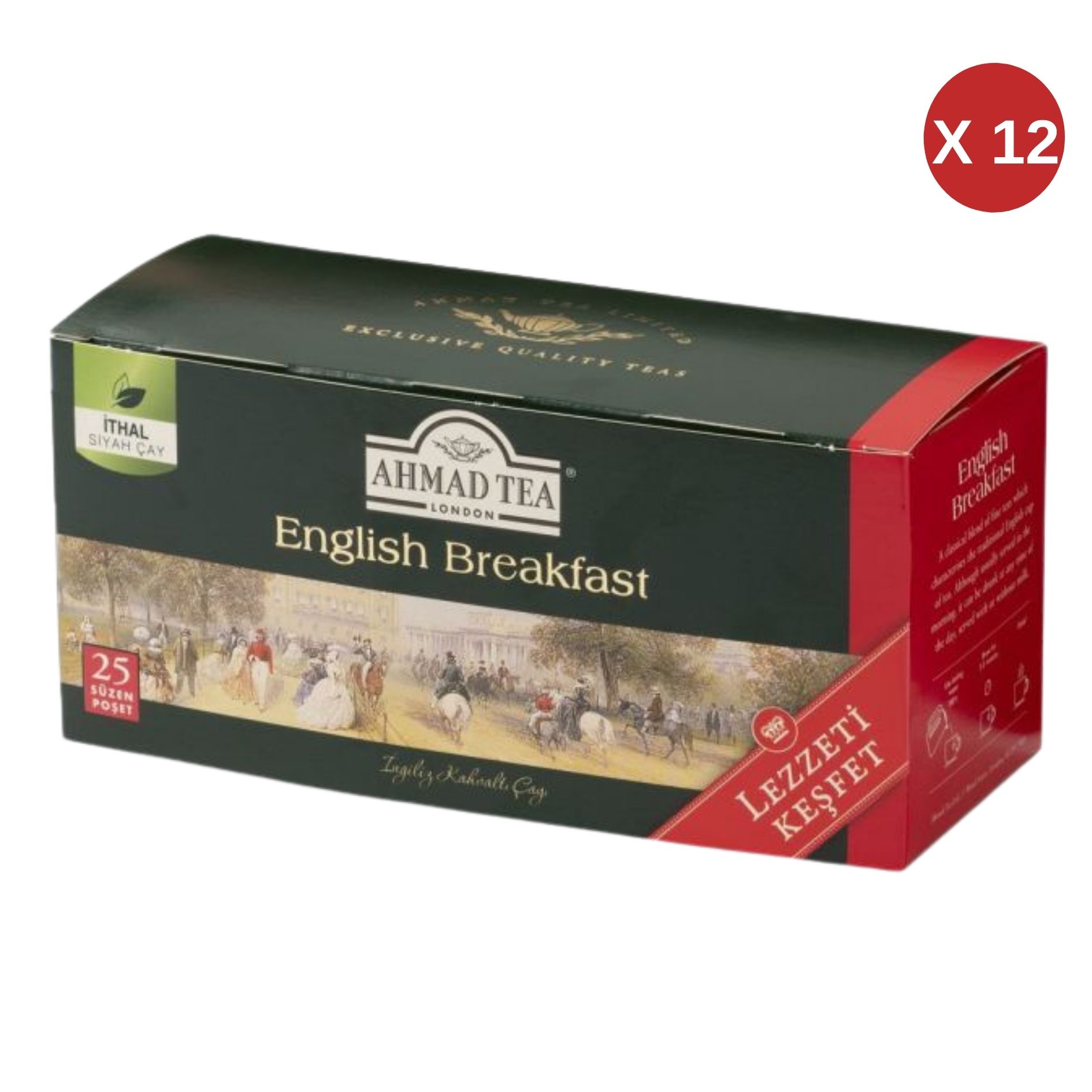 AHMAD TEA ENGLISH BREAKFAST 25X2 GR BARDAK POŞT ÇAY 12 ADET