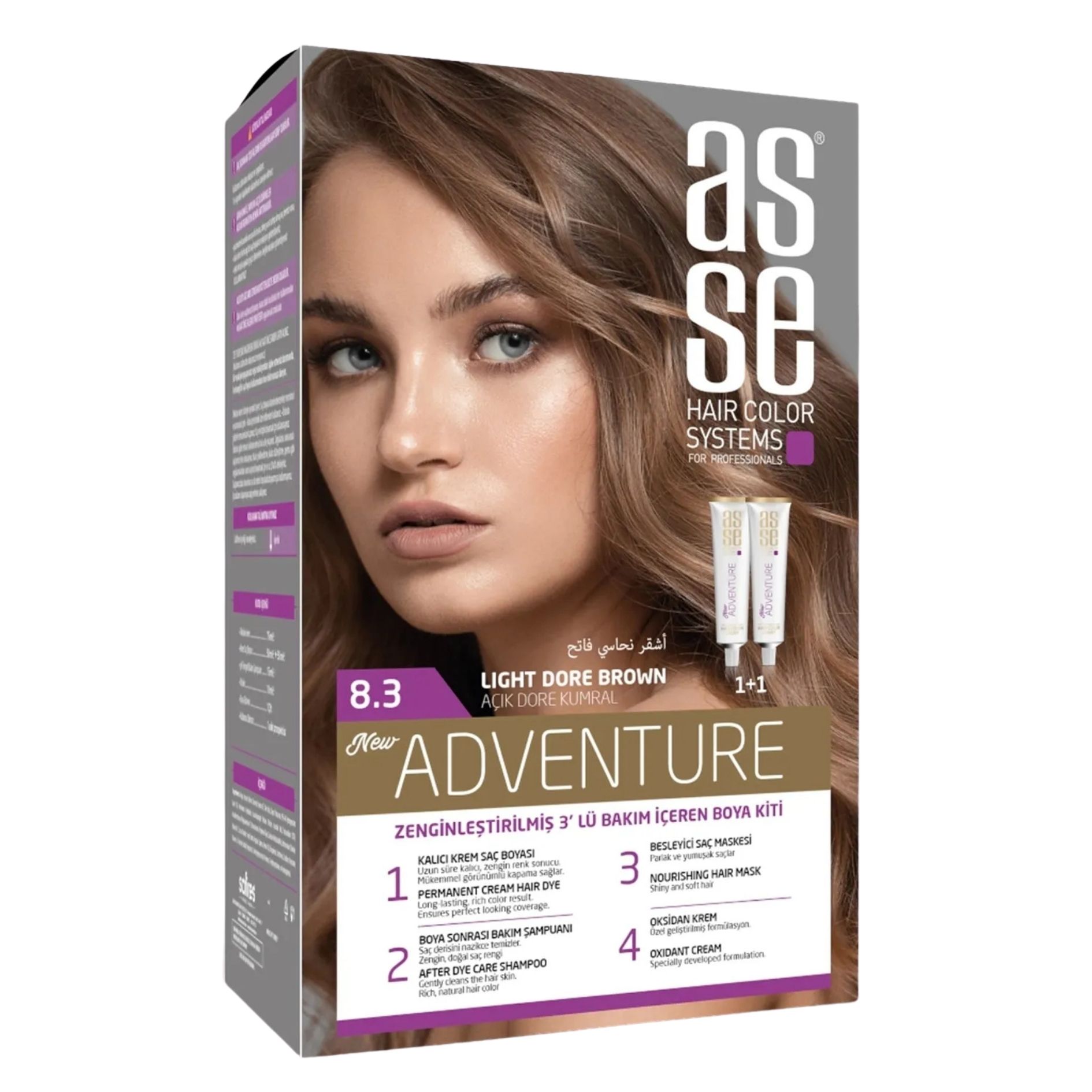 ASSE (8.3) SAÇ RENKLERİ SETİ AÇIK KAHVE KUMRAL (50+50 ) ML