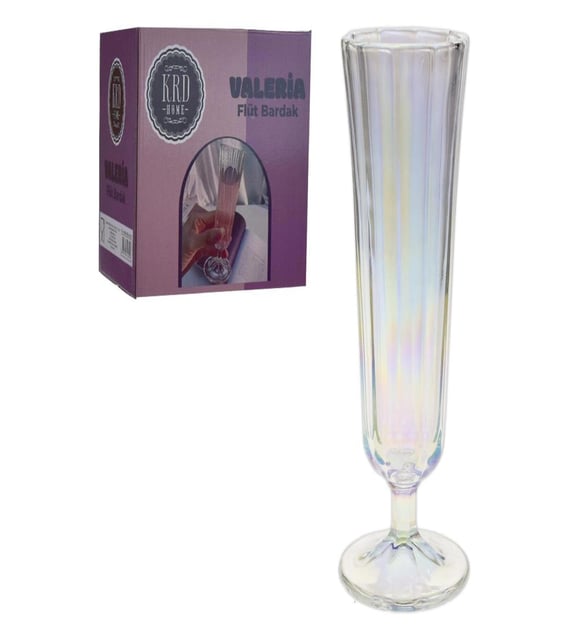 VALERİA AYAKLI BEYAZ YALDIZLI 6'LI FLÜT BARDAK (VL