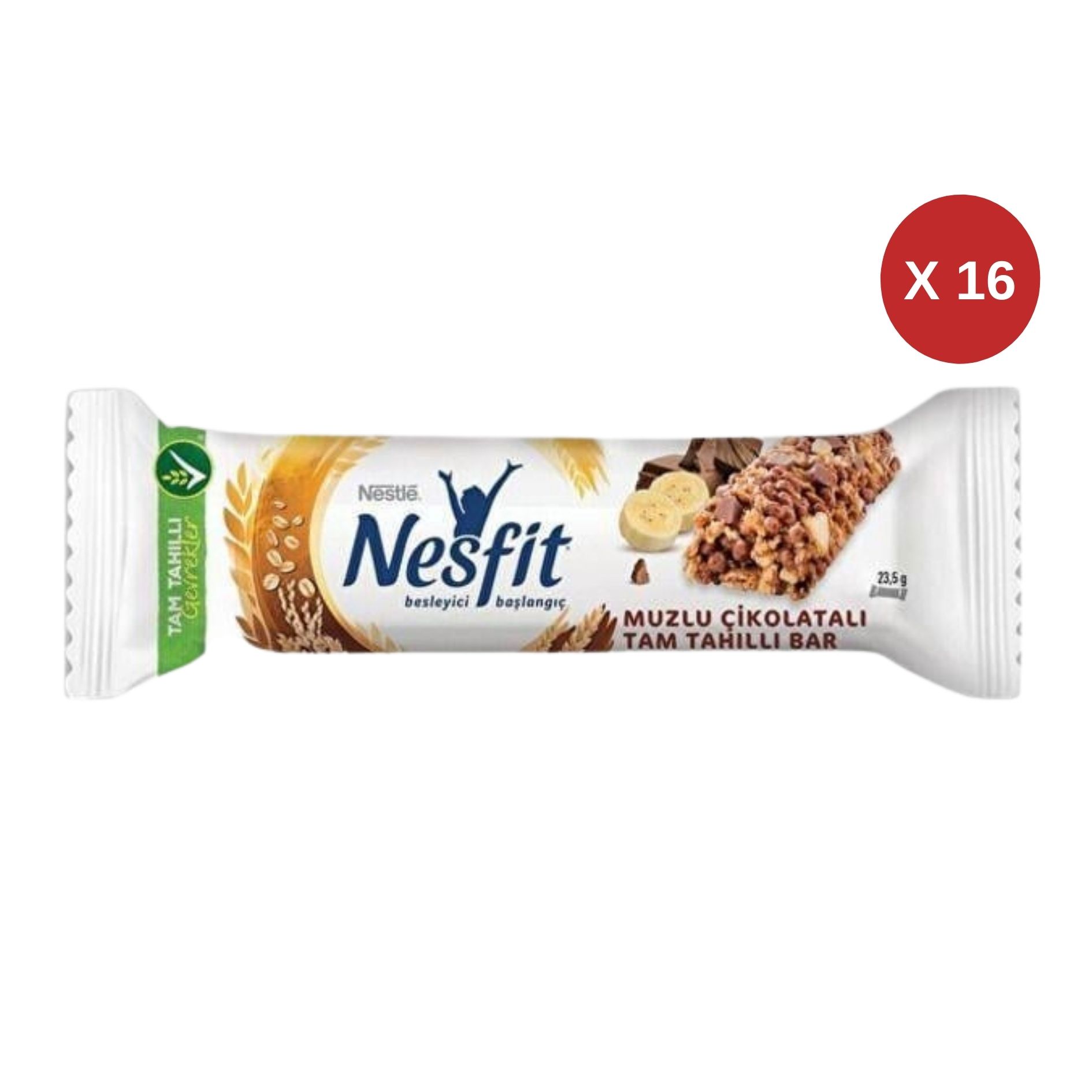 Nestle Nesfit Tam Tahıllı Bar 23,5 gr 16'lı Paket Çikolata Muz