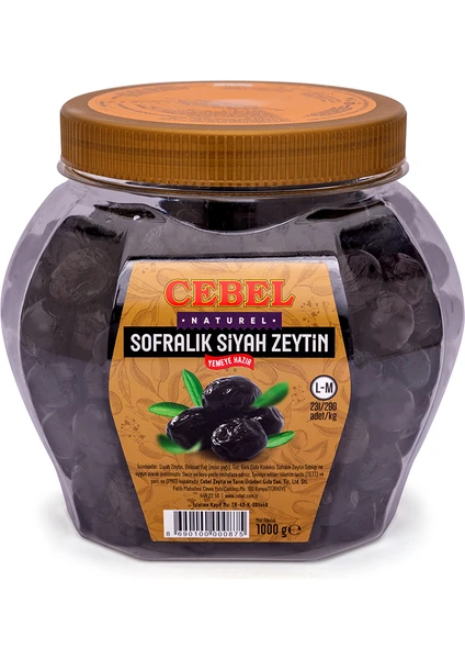 CEBEL SİYAH ZEYTİN 231-290 X 1000 GR