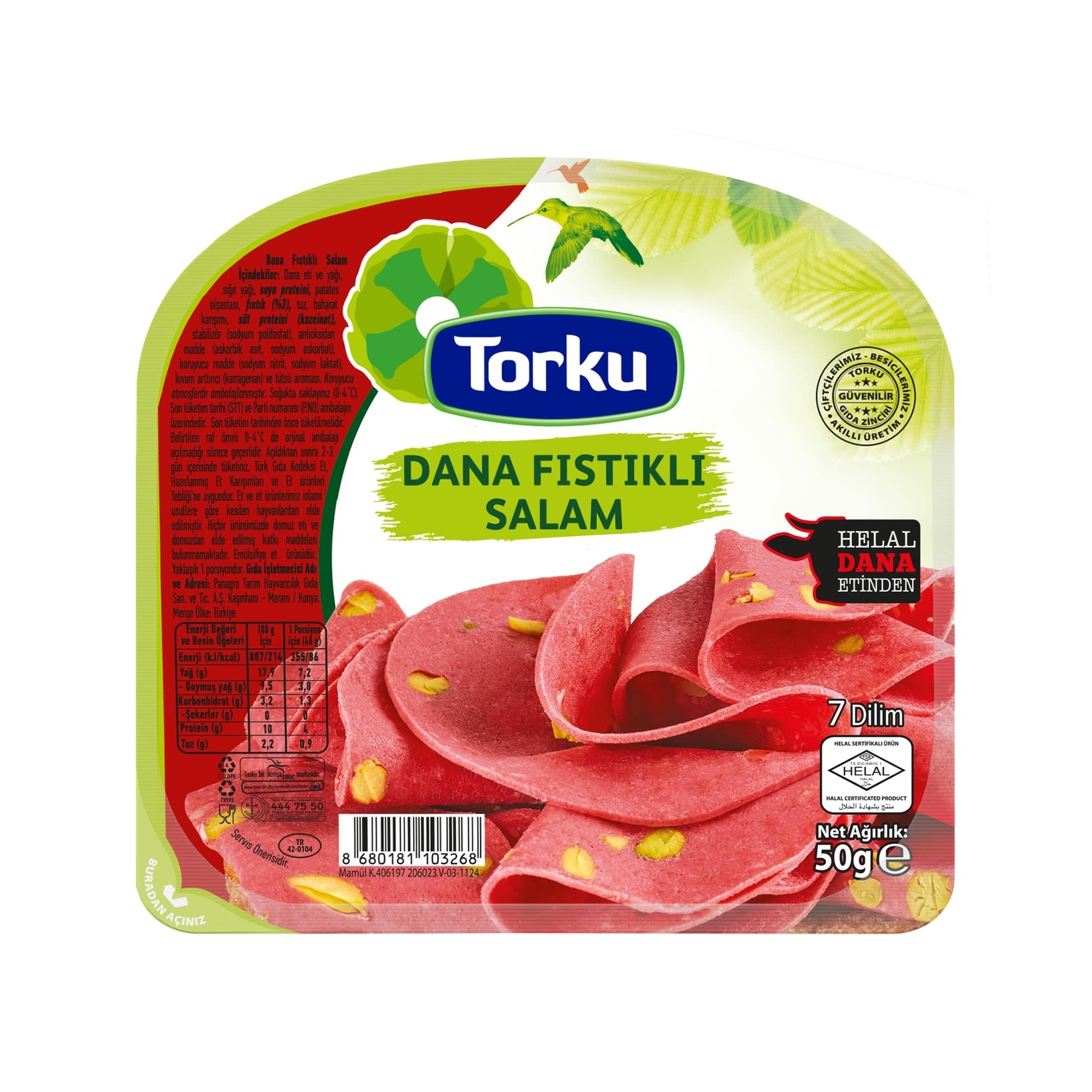 TORKU DİLİMLİ FISTIKLI SALAM 50GR