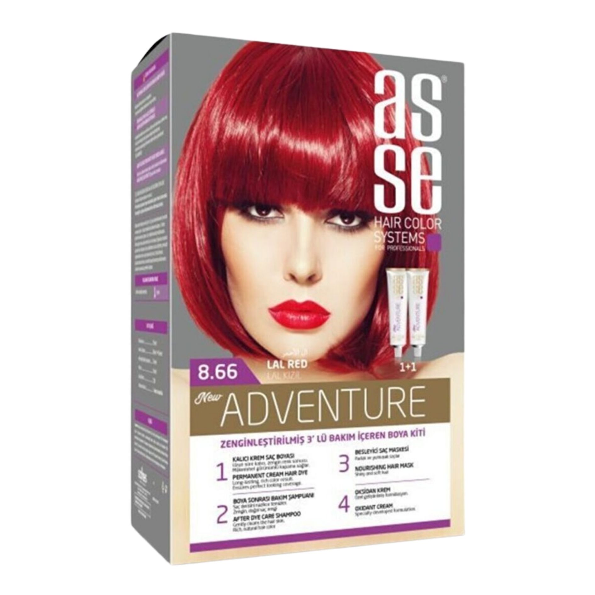 ASSE (8.66) SAÇ RENKLERİ SET BOYA LAL KIZIL (50+50