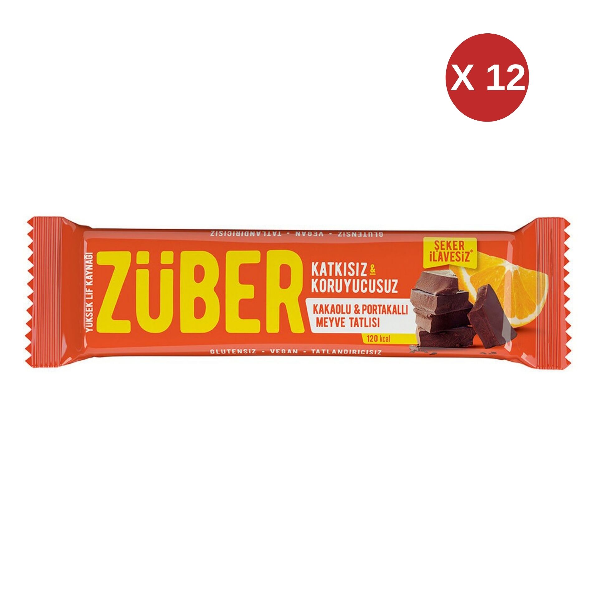  ZÜBER Kakaolu ve Portakallı Meyve Bar 40gr 12 ADET