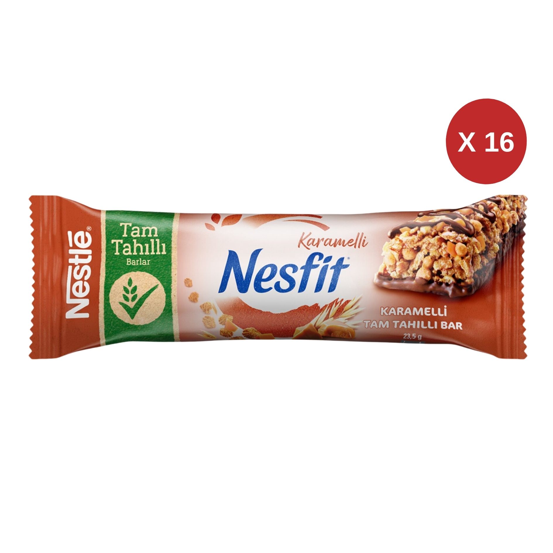 Nestle Nesfit Tam Tahıllı Bar 23,5 gr 16'lı Paket Karamelli